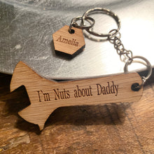 Load image into Gallery viewer, Spanner and Nuts Keyring - I&#39;m Nuts About Daddy
