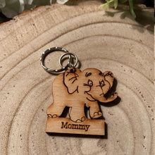 Load image into Gallery viewer, Personalised Elephant Keyring with Baby Elephants
