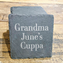 Load image into Gallery viewer, Personalised Slate Coaster Grandma&#39;s Cuppa
