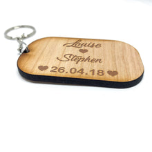 Load image into Gallery viewer, Personalised Keyring With Names, Date and Heart
