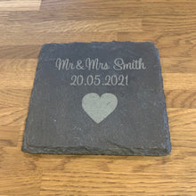 Load image into Gallery viewer, Mr &amp; Mrs With Surname Slate Coasters Set of 2
