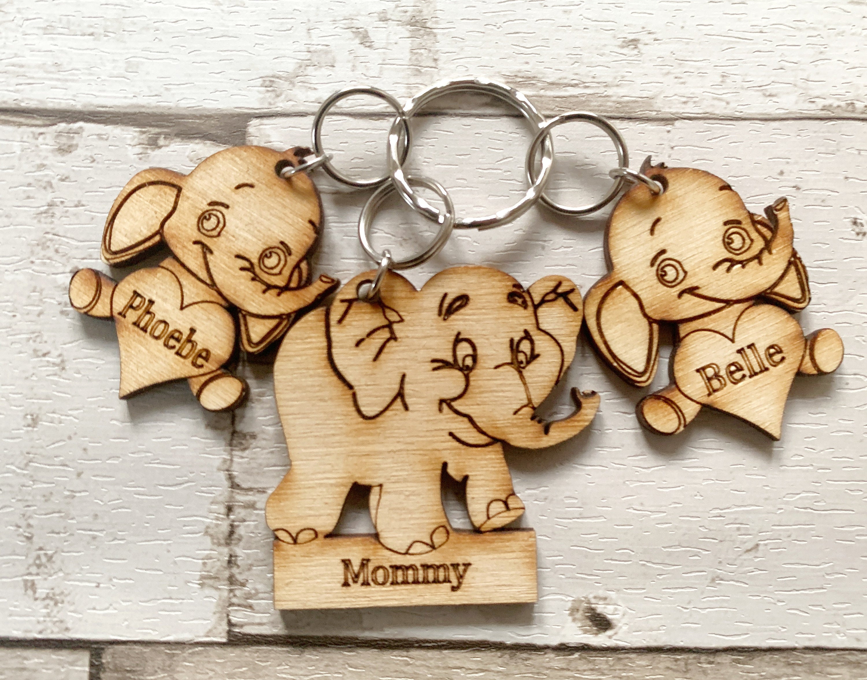 Personalised elephant store keyring