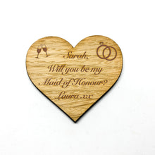 Load image into Gallery viewer, Personalised  Bridesmaid/Maid of Honour Heart Shaped Magnet
