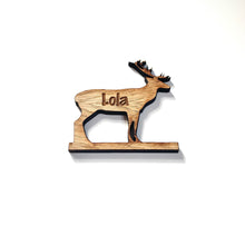 Load image into Gallery viewer, Wooden Santa Sleigh and Reindeer Personalised With Names and Family Name
