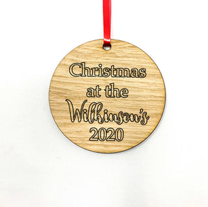 Personalised Christmas Bauble Christmas At The ... Family Name