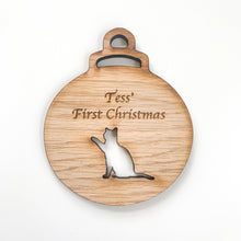 Load image into Gallery viewer, Personalised Cat First Christmas Bauble
