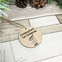 Load image into Gallery viewer, First Christmas Personalised Wooden Bauble
