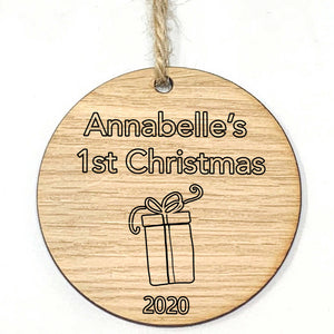 First Christmas Personalised Wooden Bauble
