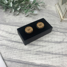 Load image into Gallery viewer, My Dad My Hero Personalised Wooden Cufflinks Engraved with Initials
