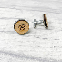 Load image into Gallery viewer, Personalised Wooden Cufflinks Engraved with Initials
