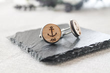 Load image into Gallery viewer, Anchor Cufflinks Engraved with Initials

