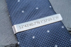 Personalised Coordinates Tie Clip/Tie Pin Stainless Steel