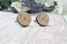 Load image into Gallery viewer, Personalised Wooden Cufflinks Engraved Initials
