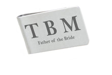 Load image into Gallery viewer, Personalised Money Clip Engraved with Initials and Wedding Role - Groomsman Usher Best Man Father of the Bride
