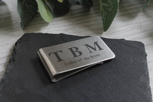 Personalised Money Clip Engraved with Initials and Wedding Role - Groomsman Usher Best Man Father of the Bride