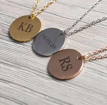 Load image into Gallery viewer, Personalised Necklace Initials Front Date Back - Bridesmaid Gift, Valentines, Girlfriend, Mother&#39;s Day
