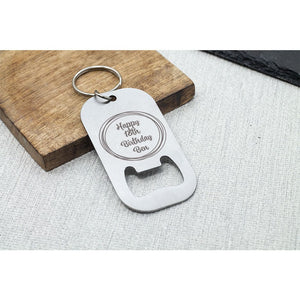 Personalised Bottle Opener Keyring - Birthday Age- Special Birthday Gift - Metal Engraved Keyring