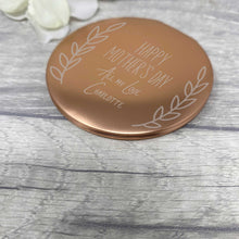 Load image into Gallery viewer, Engraved Custom Name Compact Mirror - Best Mum Nan - Mothers Day Gift for Her
