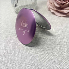 Load image into Gallery viewer, Engraved Custom Name Compact Mirror - personalised gift, wedding compact mirror, beauty and makeup
