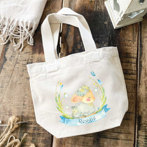 Personalised Easter Treat Bag - Little Lamb Design - Canvas Gift Bag - Easter Egg Hunt