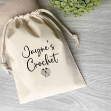 Load image into Gallery viewer, Personalised Crochet Project Bag - Custom canvas tote for craft storage
