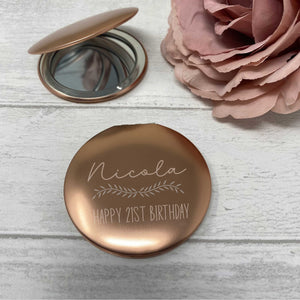 Personalised Compact Mirror Birthday Present - Any Age - Compact Makeup and Beauty Pocket Mirror