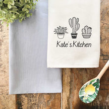 Load image into Gallery viewer, Personalised Tea Towel - Custom Name Cute Cactus Design - Housewarming New Home Gift

