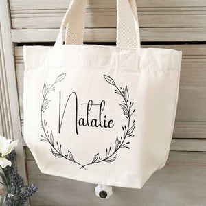 Personalised Canvas Tote Handle Bag - Name bag - Lunch Bag - Bridesmaid Proposal Thank you gift