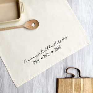 Personalised Tea Towel Gift - Little Helpers - Mothers Day Birthday Gift for Nan Mum Nanny Gran